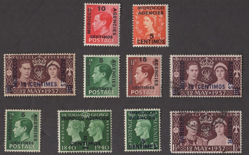 10 BRITISH MOROCCO AGENCIES All Different Stamps (C80)