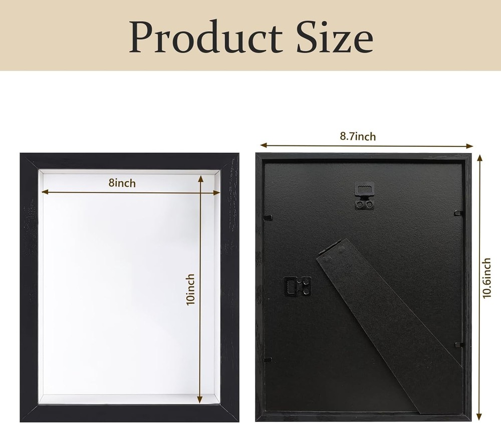 Shadow Box Frame 8x10 - 3 Pack Wood Deep Shadowbox with Glass Shadow Boxes Di...