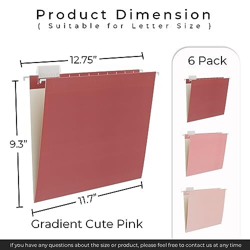 6 Pack Gradient Hanging File Folders Letter Size Decorative Hanging Folder