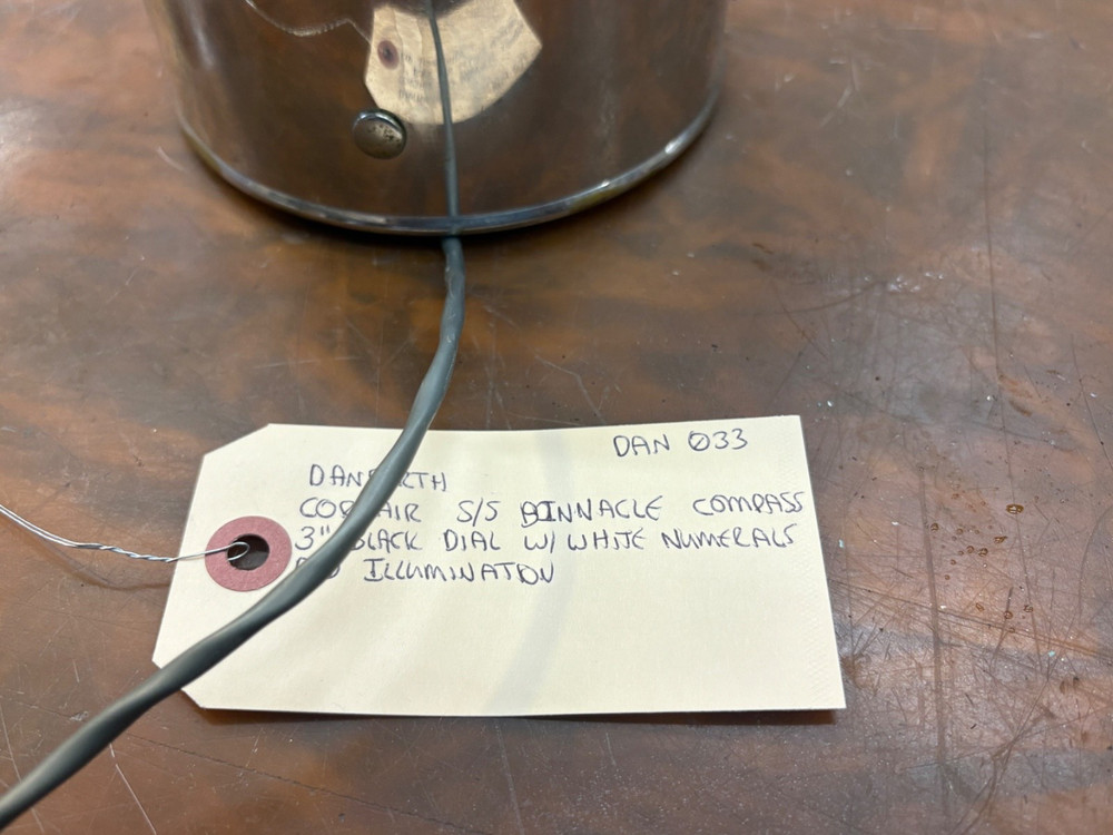 DANFORTH CORSAIR BINNACLE COMPASS S/S 3" BLACK DIAL W/ WHITE NUMERALS...