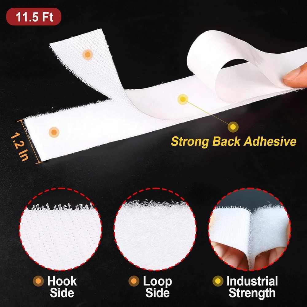 Industrial Strength Hook & Loop Fasteners, 11.5ft - Secure Mounting Solution
