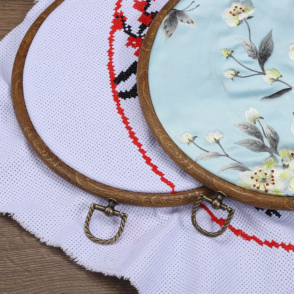 4pcs Embroidery Hoops Set Imitated Wood Frame Circle Oval Rectangular Octagonal