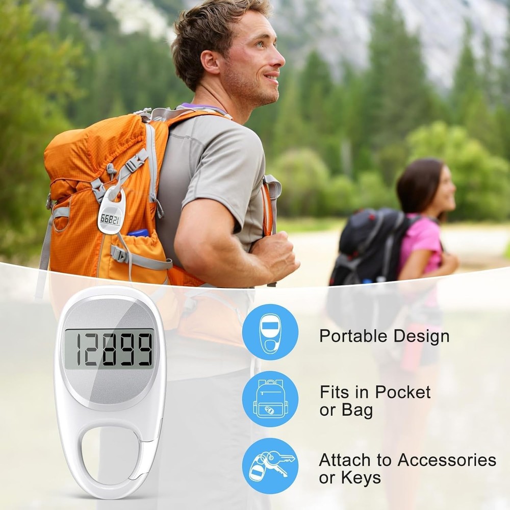 Simple Pedometer Step Tracker with Carabiner
