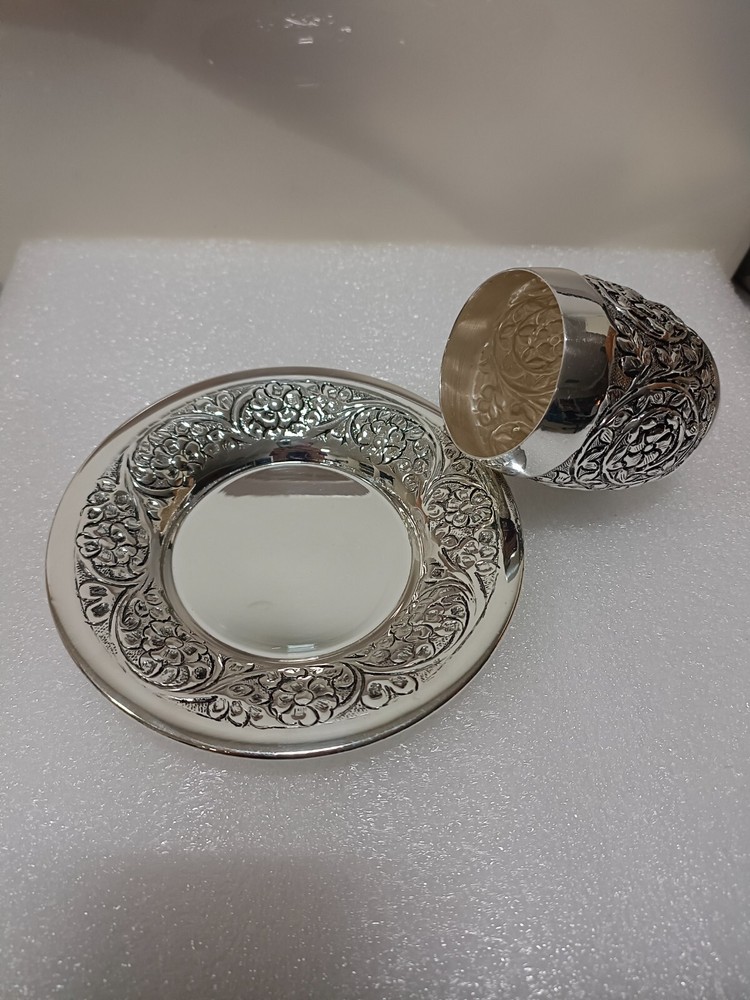 Kiddush silver plated wine cup and tray set | Cup tray set Sam Judaica
