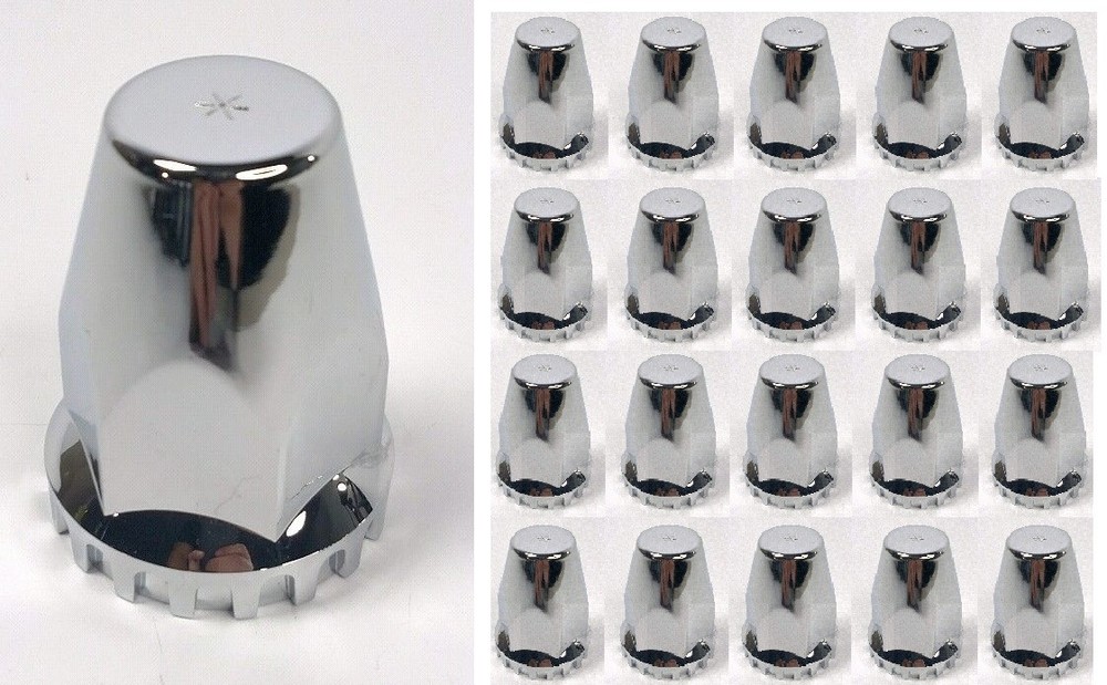 (Set/20) Threaded 33MM Chrome Lug Nut Covers for Peterbilt Kenworth Freightliner