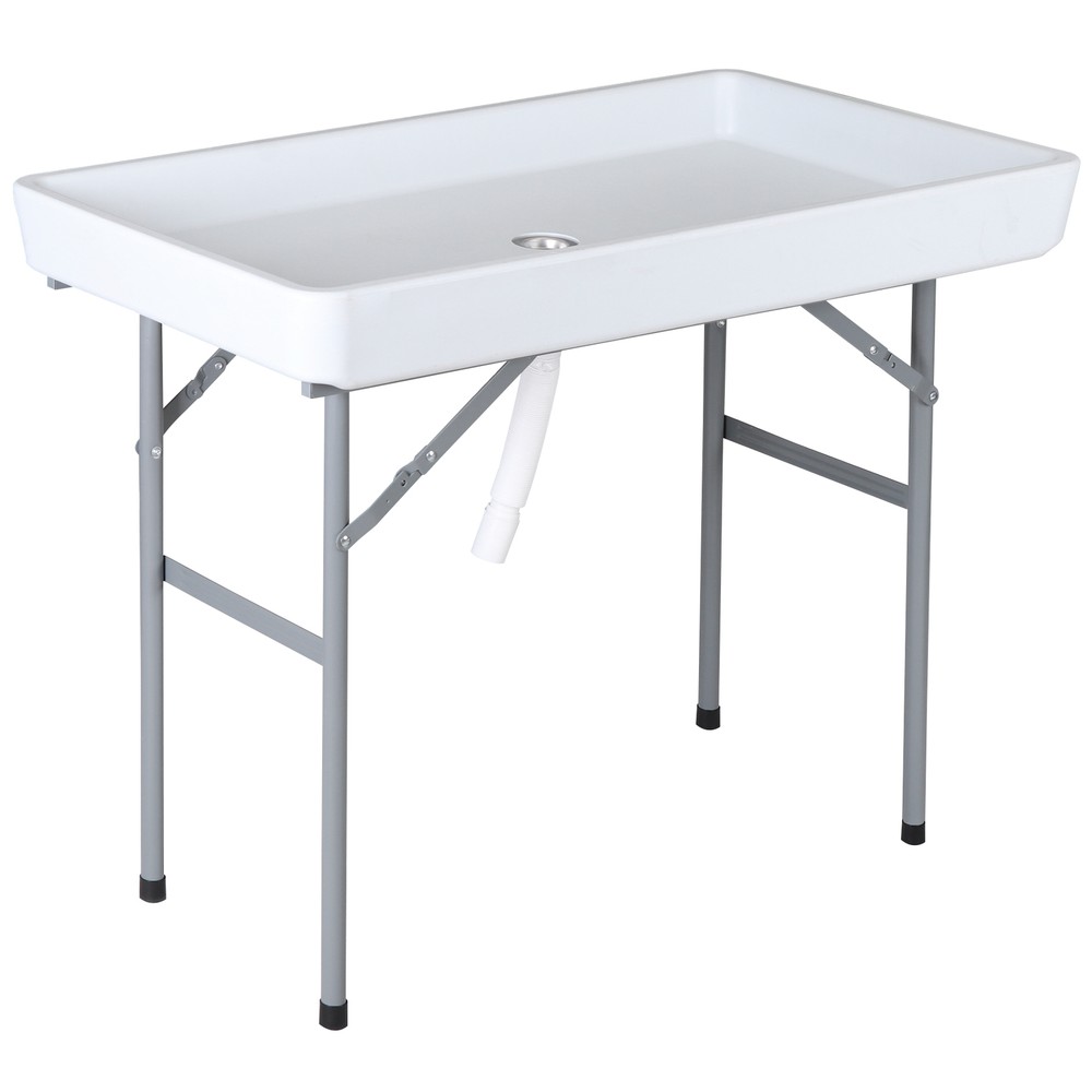 Foldable Party Ice Bin Table with Edge & Skirt Portable Folding Tailgating Table