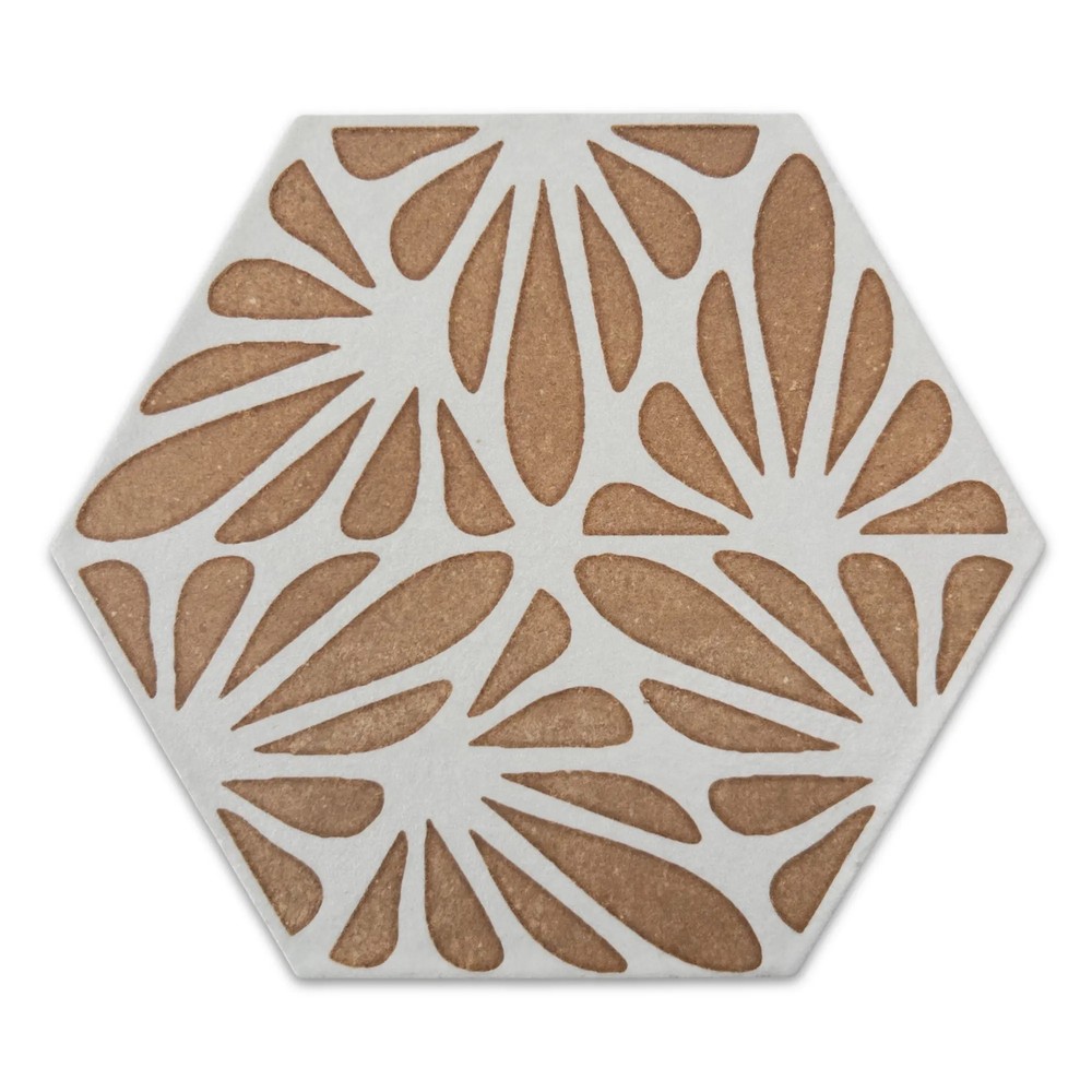 Terrapetal Stoneware Hexagon Tile 8.5x10” - Bella