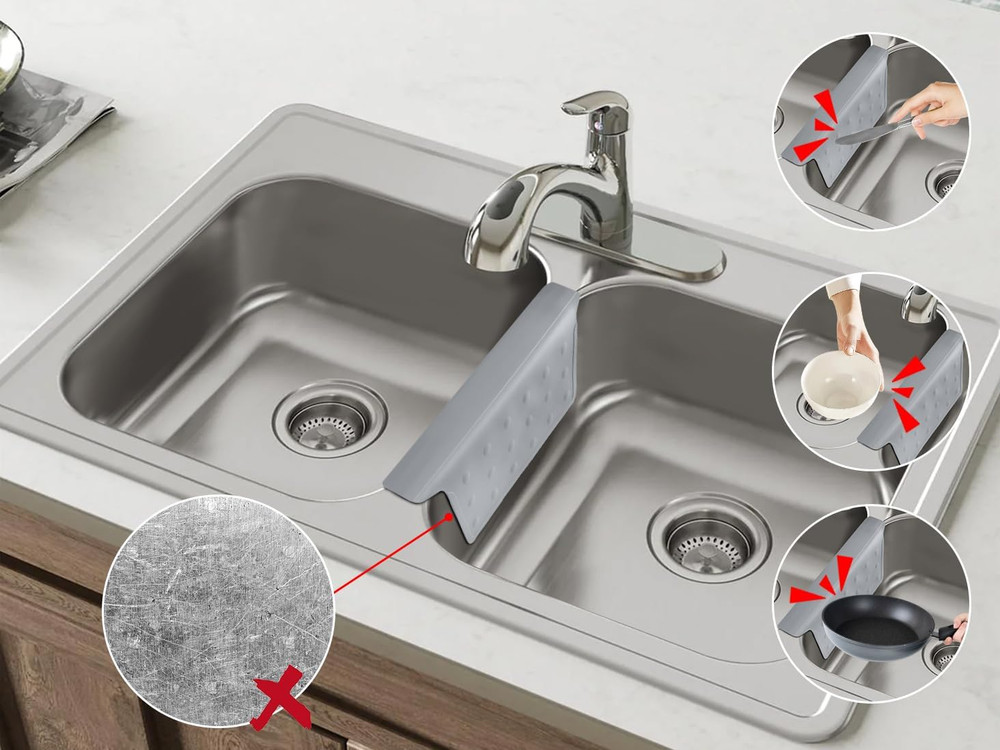 Sink Saddle, Divider Mat, Kitchen Sink Mat, Silicone Protector, No Odor, No Stai