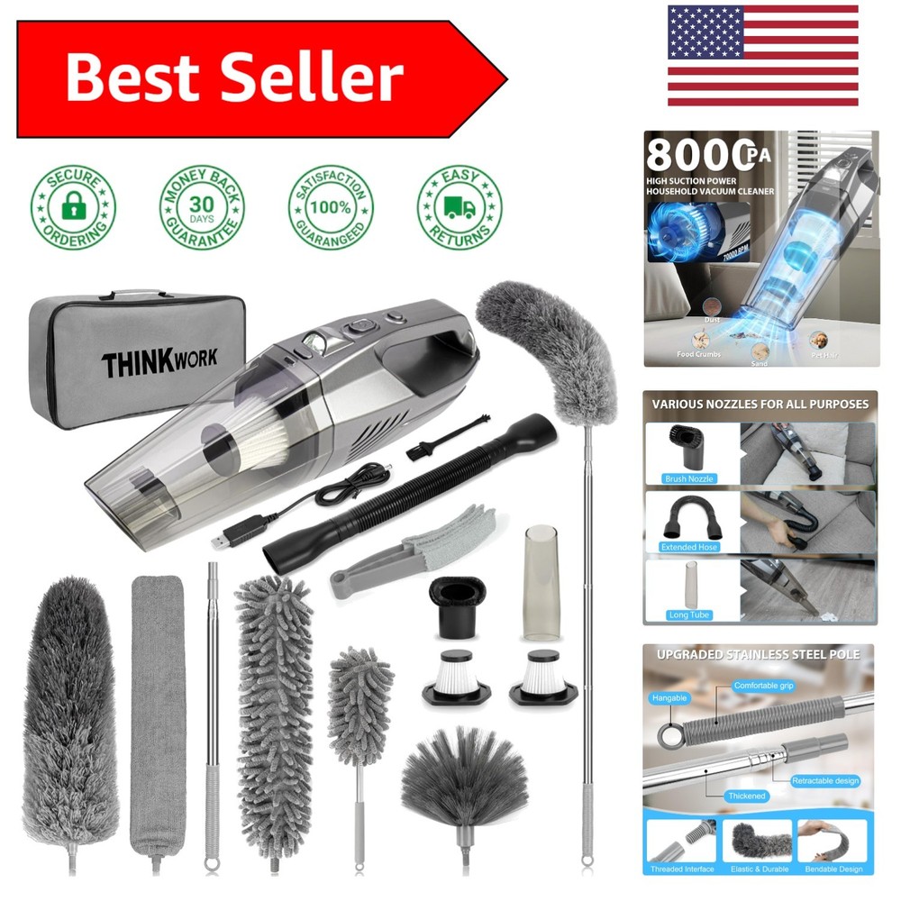 All-in-One Cordless Cleaning Kit: Handheld Vacuum & Flexible Microfiber Dusters