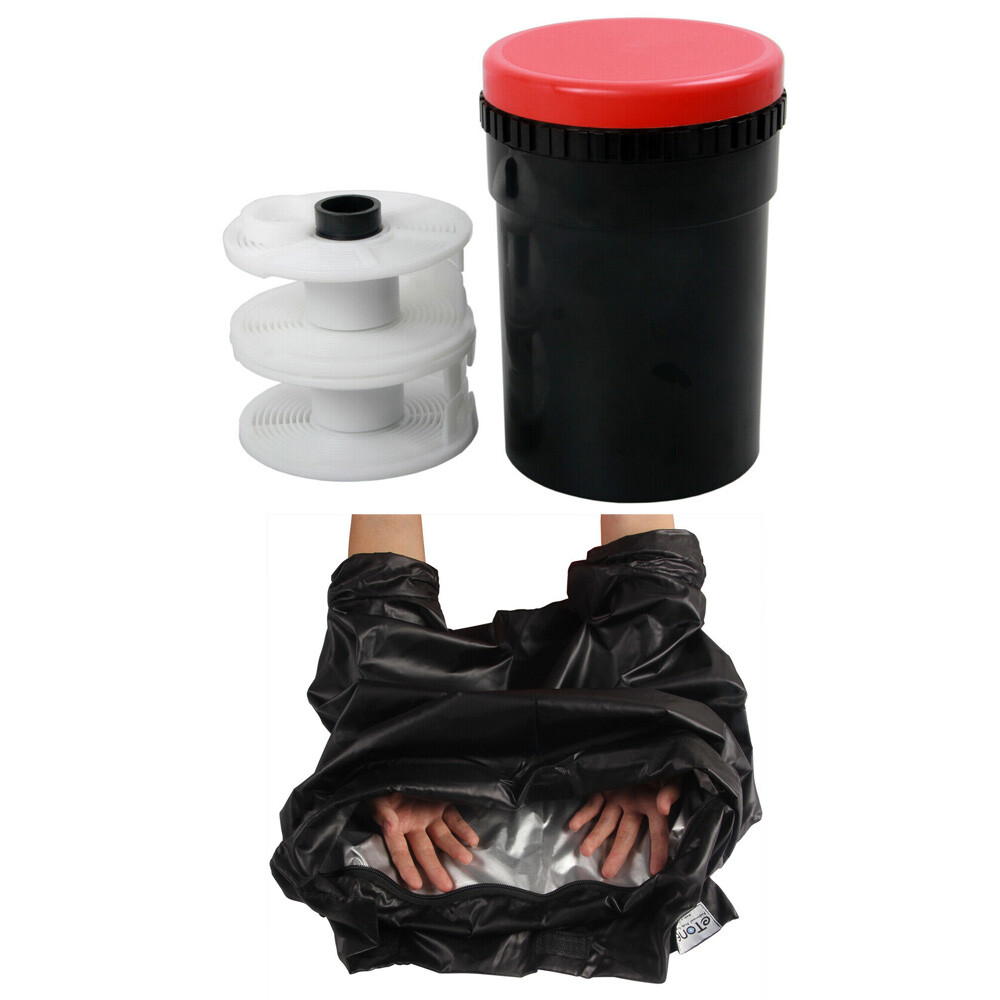Film Developing Tank Spiral Reel Changing Bag Processing 135 120 4x5 BW Negative