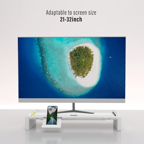 Monitor Stand Riser, Foldable Computer Monitor Riser, Adjustable Length White