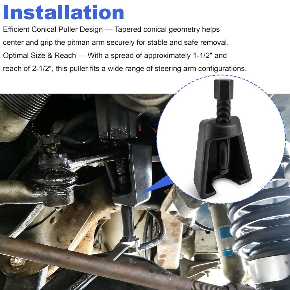 Heavy Duty Pitman Arm Puller Tool, Conical Style with High-Torque Forcing Screw