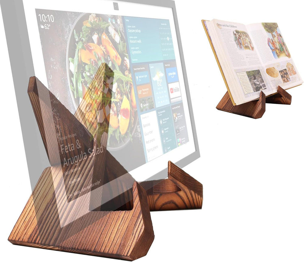 Solid Wood Tablet Computer Stands Compatible for Echo Show 15,Echo Show 21,Suppo