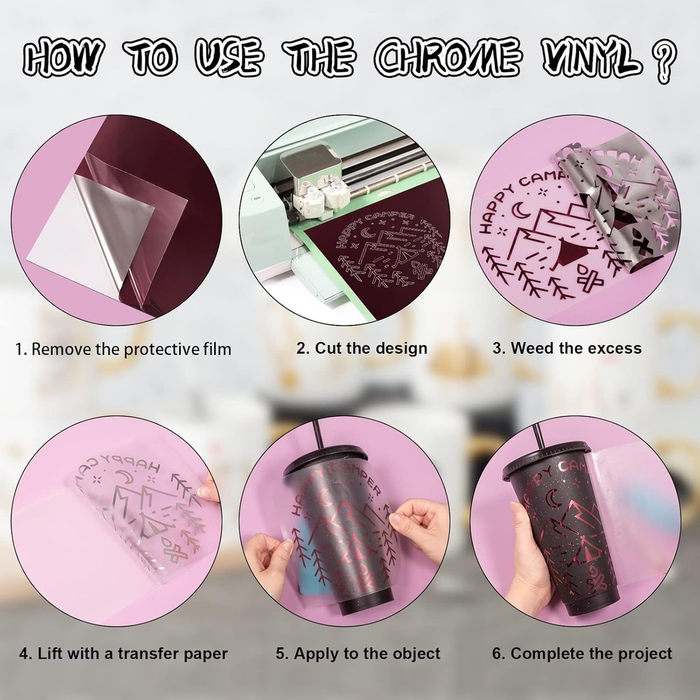 Glossy Chrome Vinyl Adhesive Sheet for Craft Projects