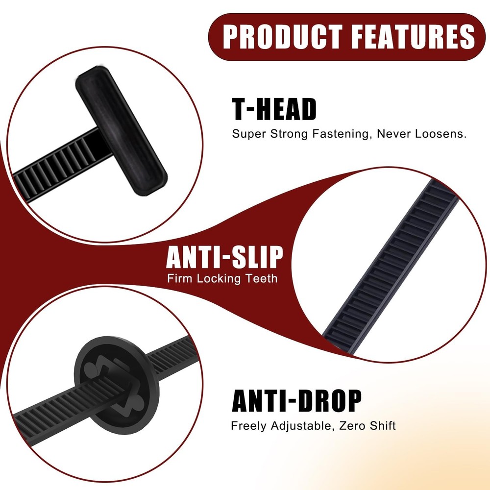 200 Pack Nylon Universal Cable Tie Buckle Zip Tie, Heavy Duty Self-Locking