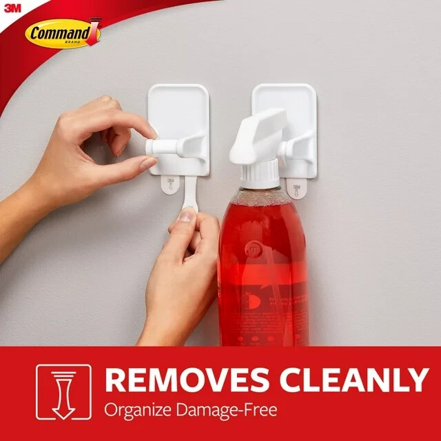 Command Spray Bottle Hangers, 2 White Hangers, 4 Strips