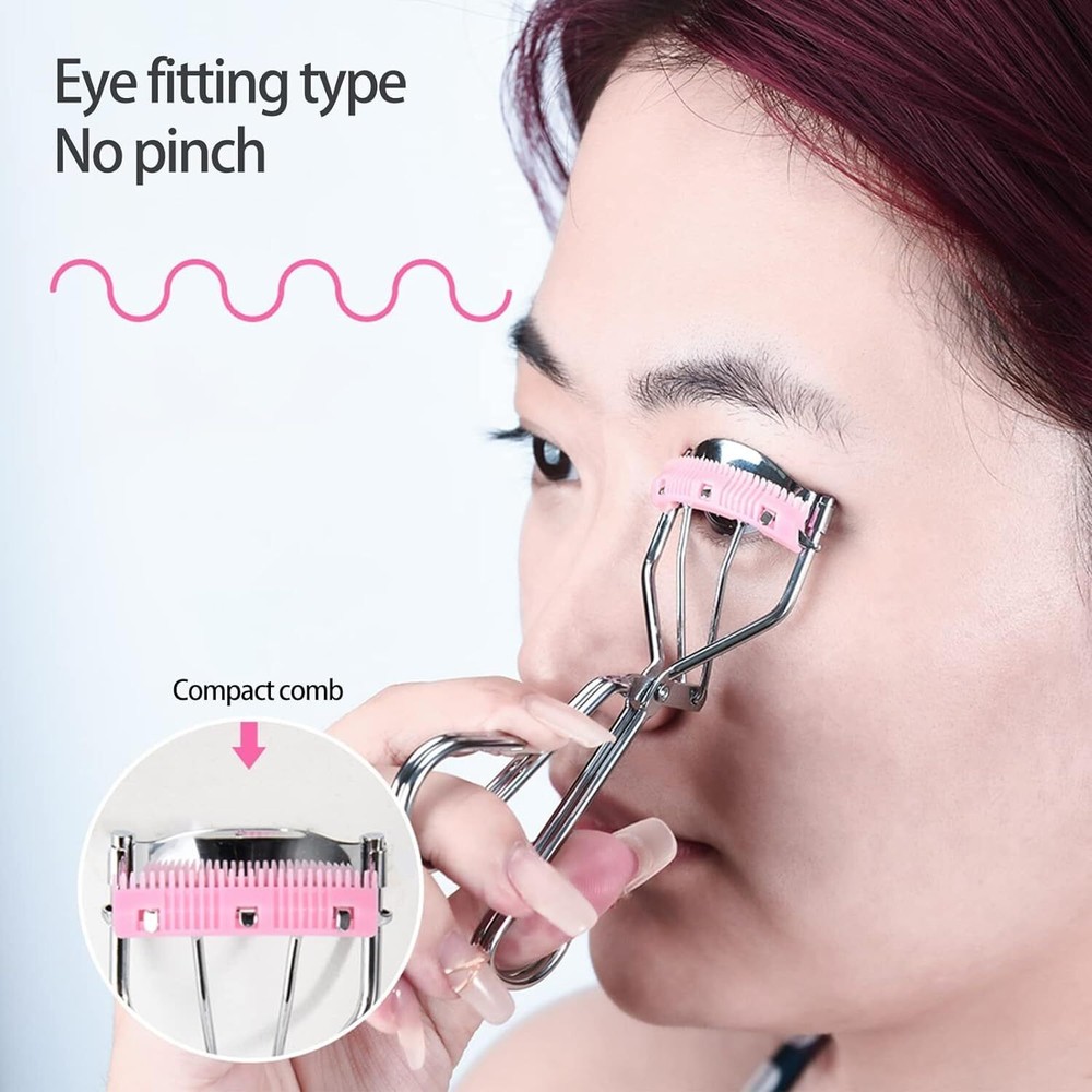 Black Eyelash Curler w/ Comb Professional Long-Lasting Lash Curling Tool