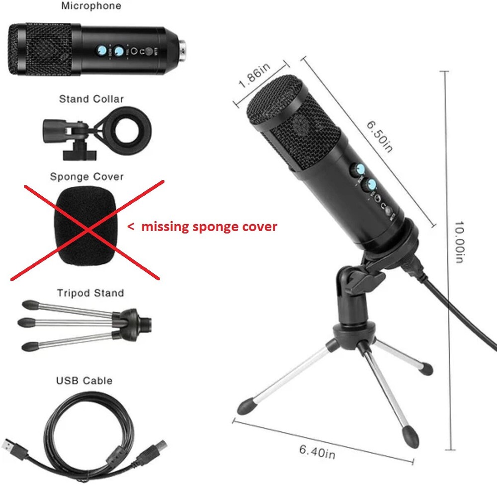 InnooTech PC USB Condenser Microphone Kit Pro home studio mic missing sponge cvr