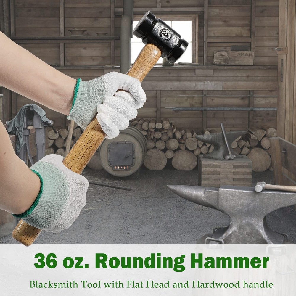 36oz Blacksmith Farrier Rounding Hammer Tool For Blacksmithing Forged Tools.