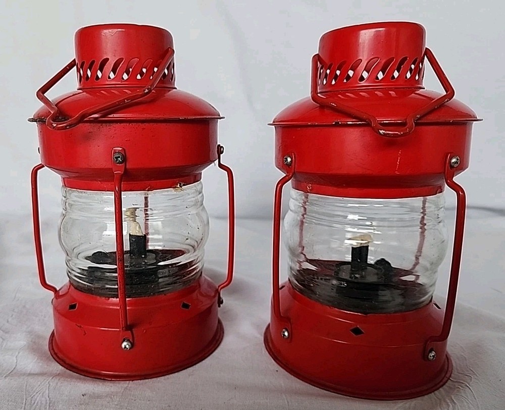 2 Vintage Red Railroad Look Lanterns
