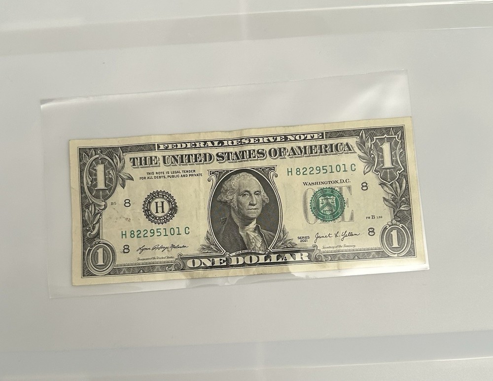 2021 $1 Bill Wet Ink Error On Front Rare Mint Condition