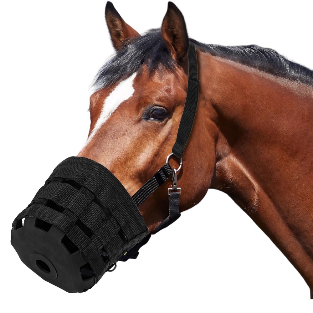 Durable Ventilated Grazing Muzzle with Attached Breakaway Halter - Lightweigh...