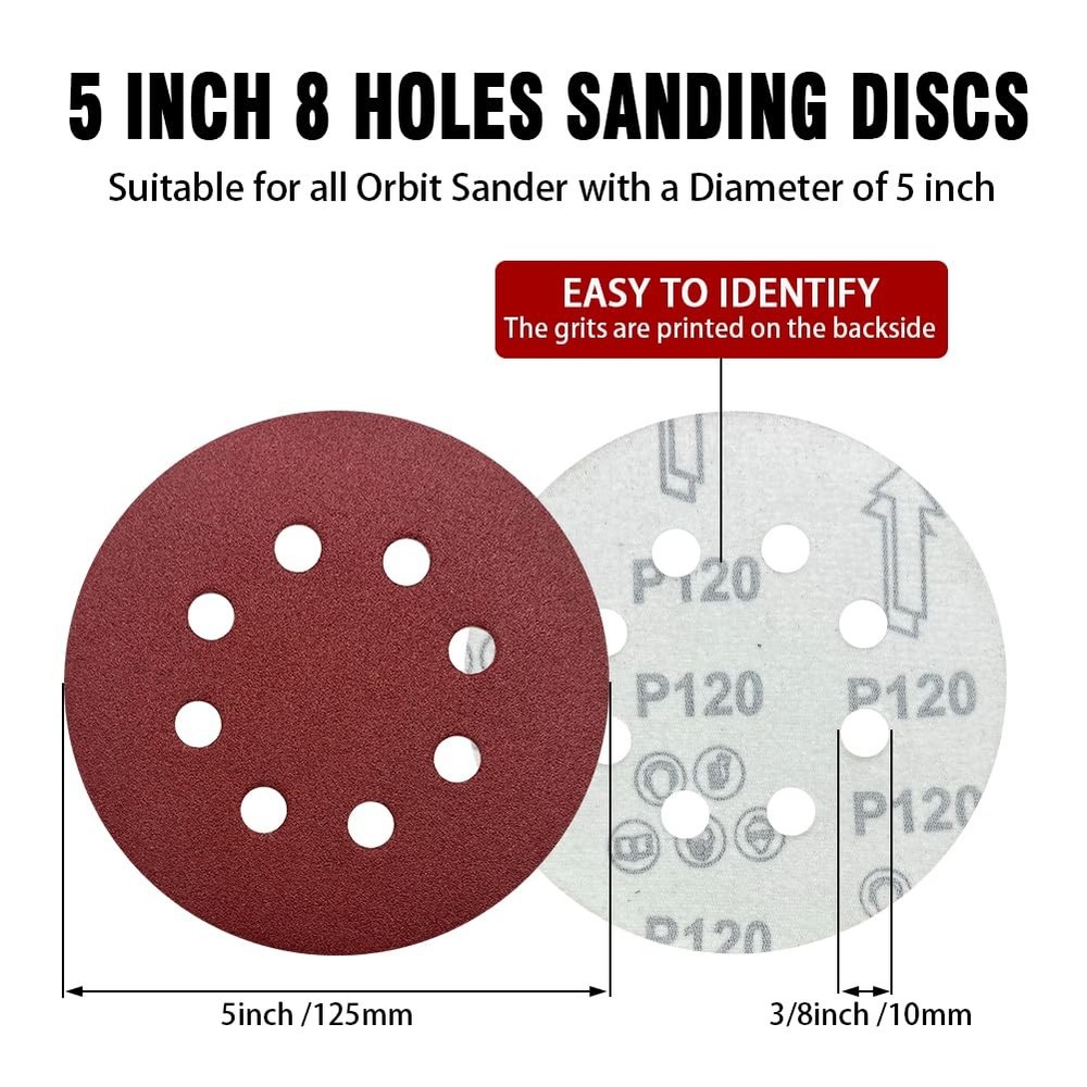 120 Grit Hook and Loop Sanding Discs 52 Pack