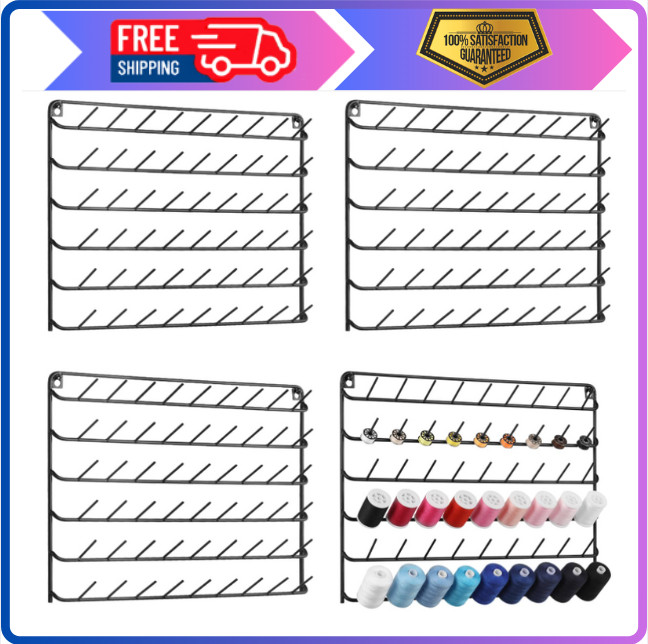 Wall-Mounted Thread Holder for 54 Spools - Metal Organizer (4 Pack)