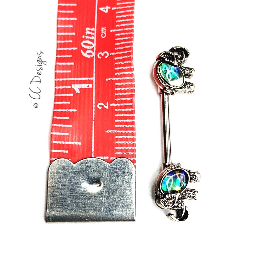 14g Abalone Shell Black Burnished Elephant nipple rings J80