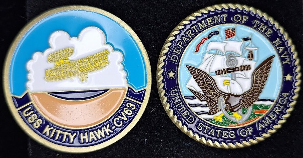 CV-63 USS KITTY HAWK - Wright Flyer - Navy Challenge Coin