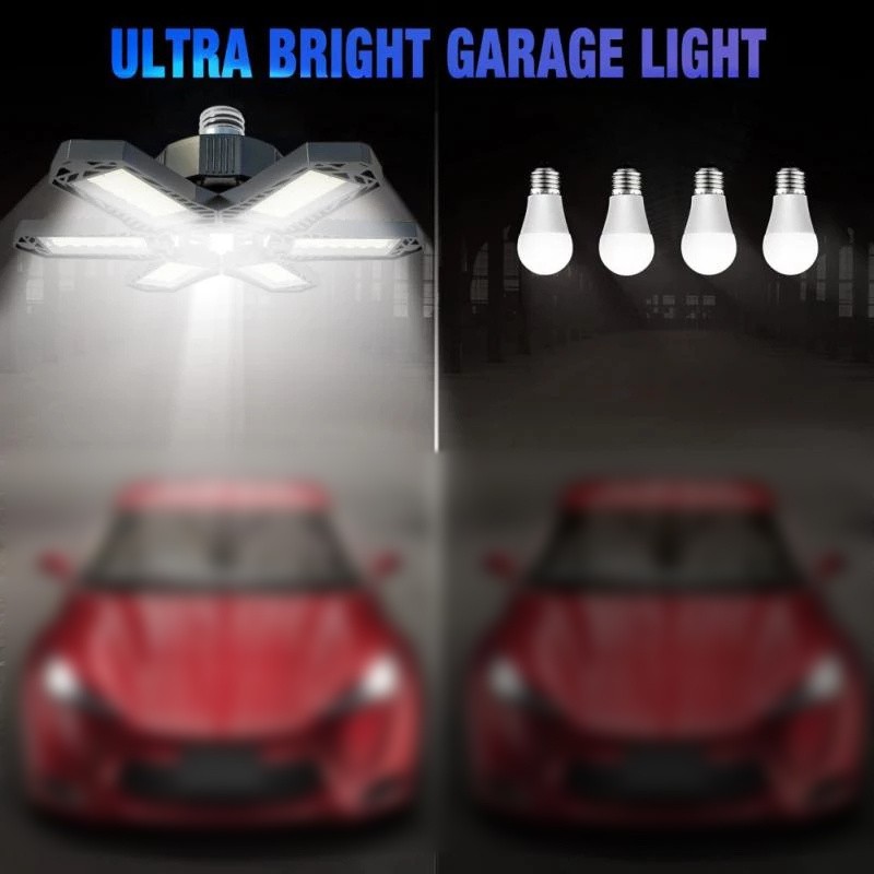 12000000LM LED Garage Light Super Bright Work Shop Ceiling Light Deformable Bulb