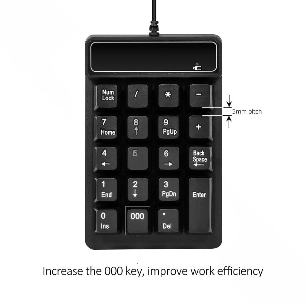 19 Key USB Numeric Keypad for Laptop Notebook PC Computer Financial Accounting