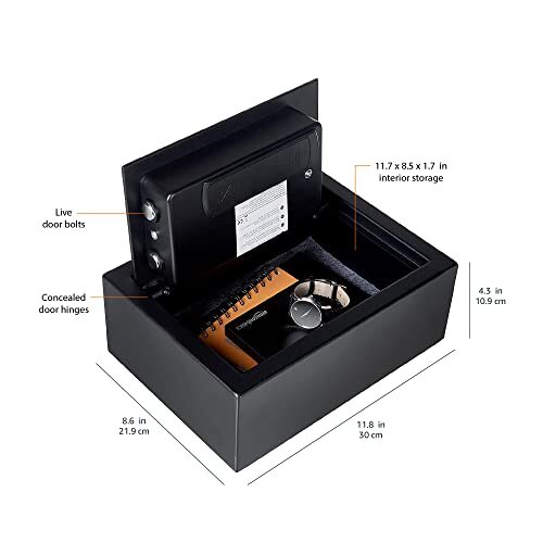 Amazon Basics Small Slim Desk Drawer Security Safe with Programmable Electronic