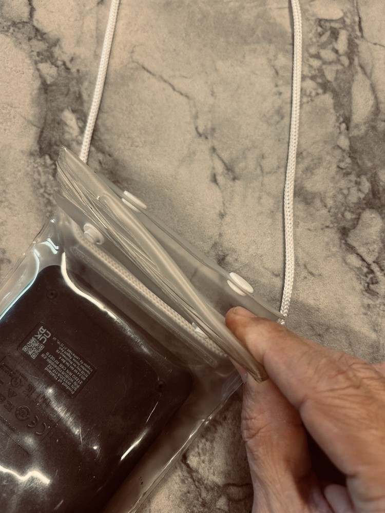 clear waterproof pouch / dry bag with neck strap