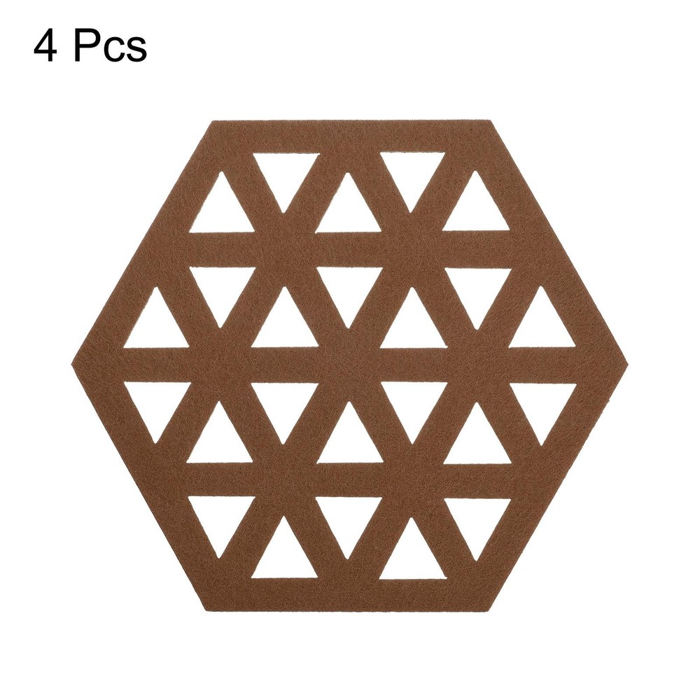Felt Coasters 4pcs Hexagonal Tampons Coasters Brown