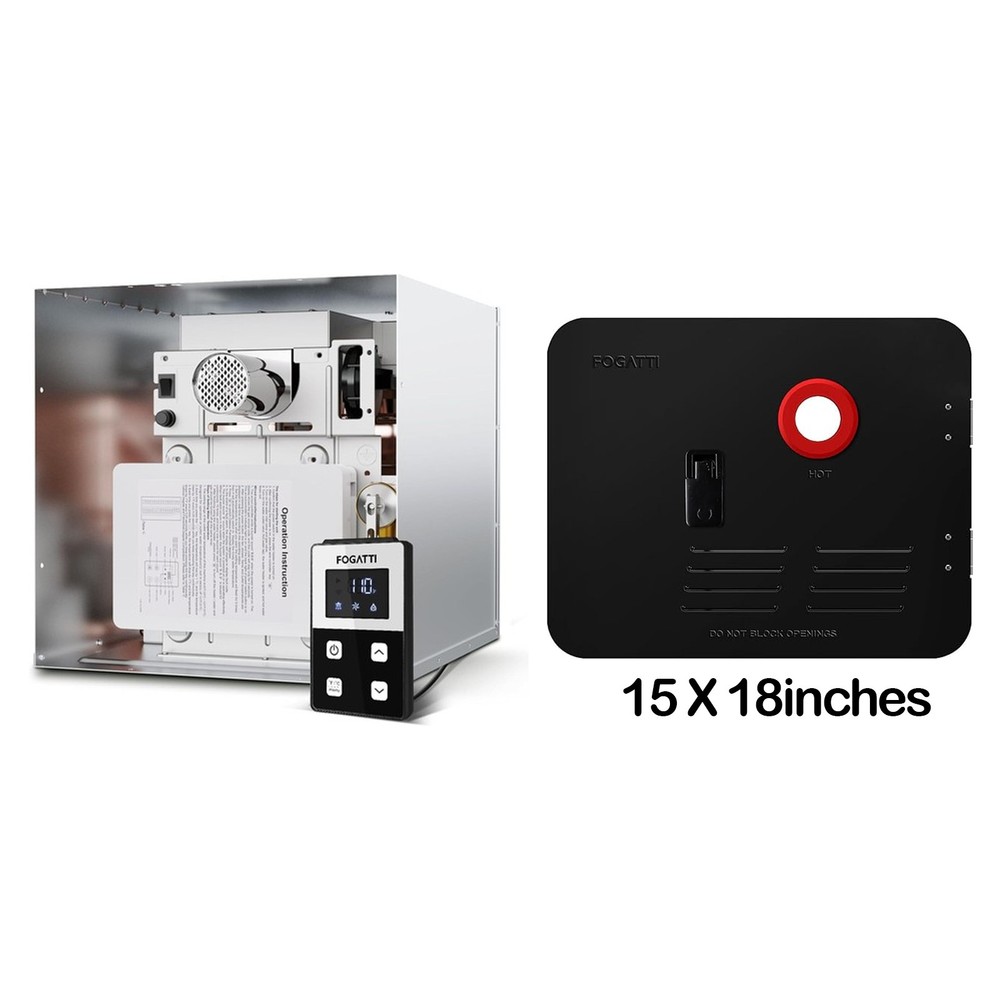 FOGATTI 2.9GPM 55000BTU RV Tankless Water Heater Propane w/15"x18" Black Door