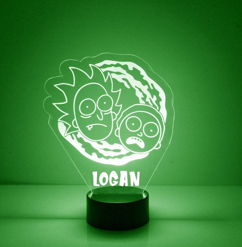 Rick & Morty Light Up, Personalized LED Night Light Lamp, w/ Remote Control