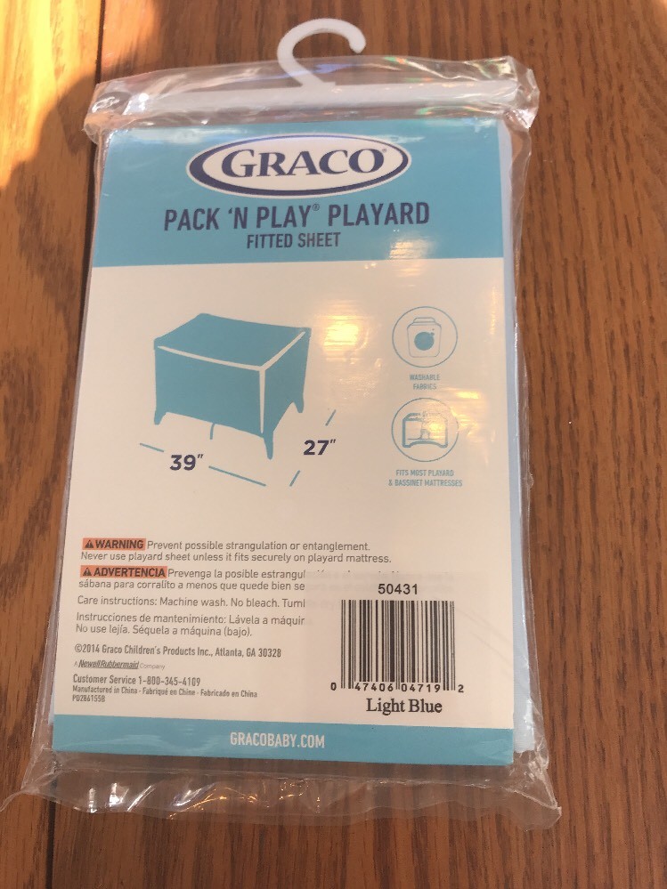 Graco Pack N Play Playard Quick Connect fitted sheet Light Blue Ships N 24h