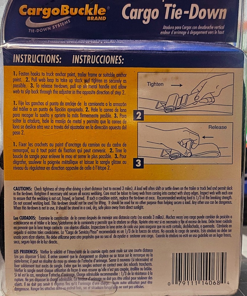 CARGOBUCKLE 18ft CARGO TIE-DOWN 1,000 lbs Raited Capacity