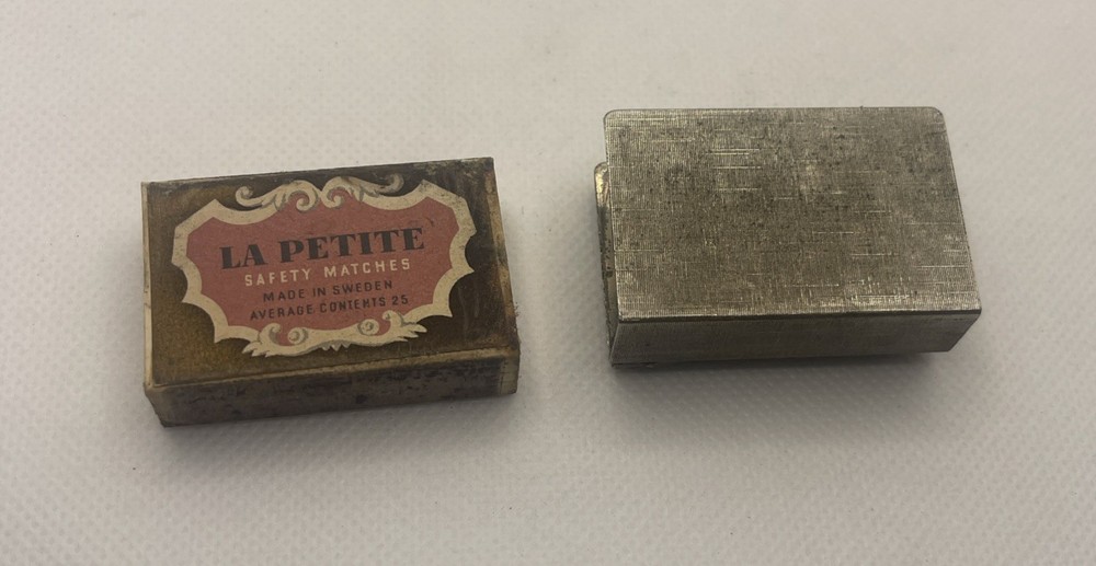 Vintage Pewter Match Box Holder HTF Matchbox
