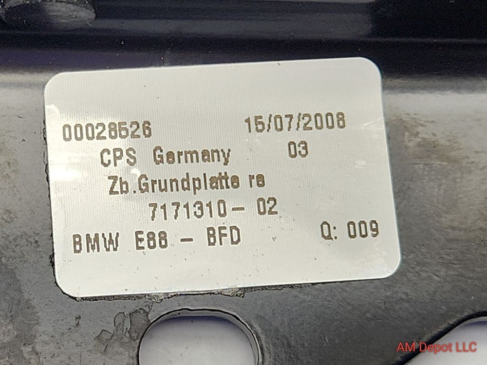 2009 BMW 135i 128i E88 Convertible Right Windshield Soft Top Lock Base Plate