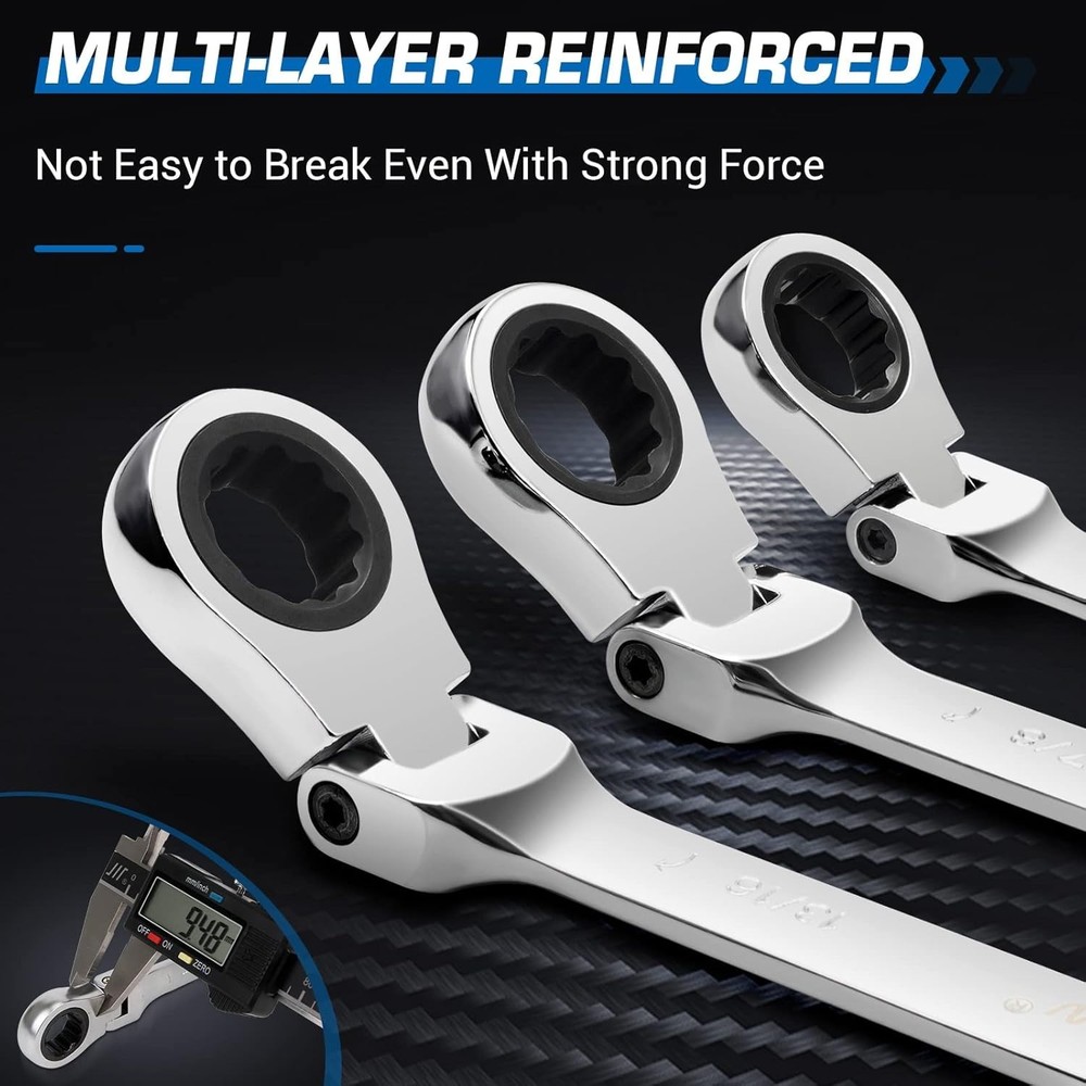 6-Piece Extra Long Flex Head Ratchet Wrench Set