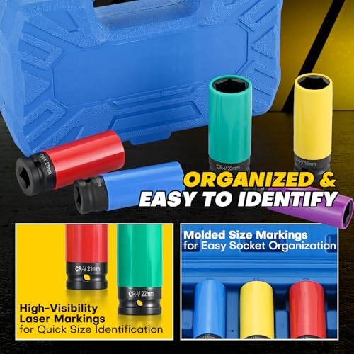 Ultimate Wheel Protector Impact Socket Set | 1/2 Inch Drive Lug Nut Socket,