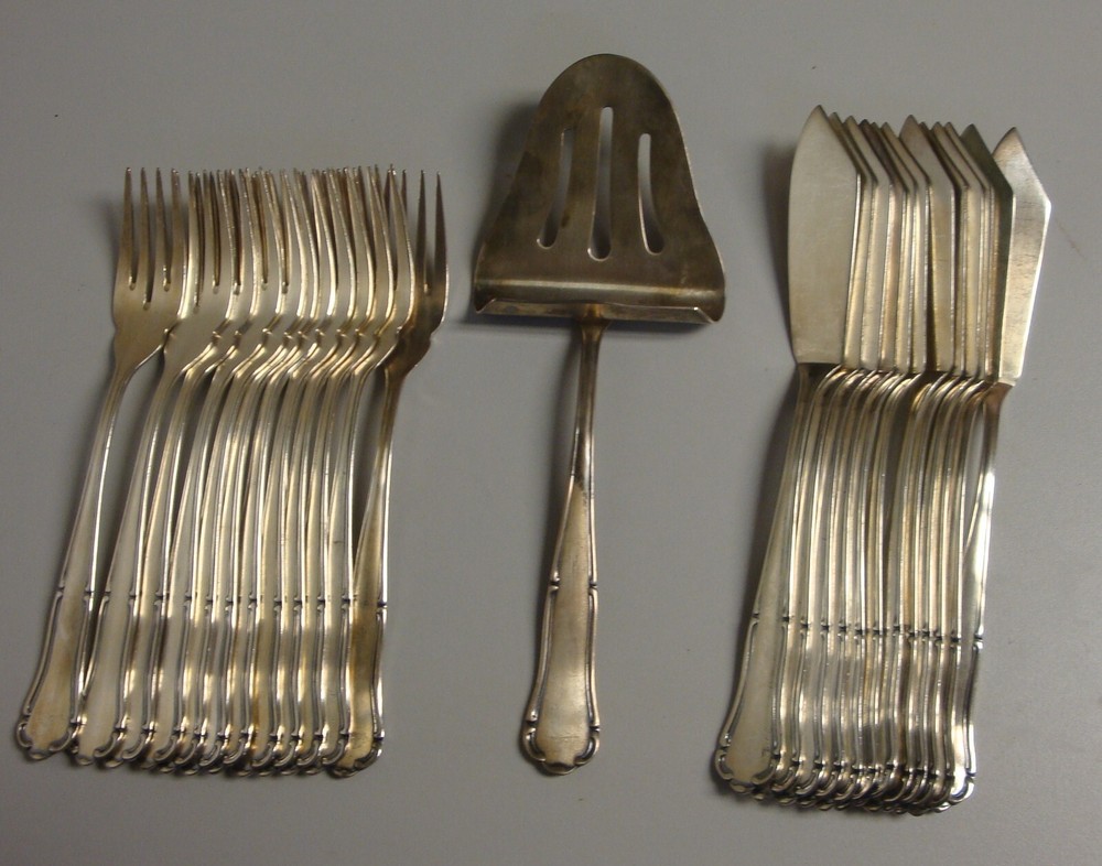 Ebel Silver Switzerland 25 PIECE   FISH SILVERWARE SERVING SET