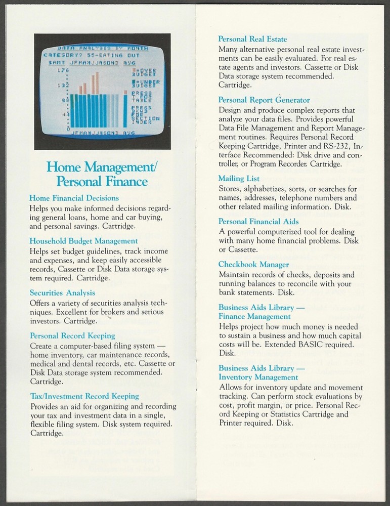 1983 Texas Instruments Home Computer Program Library Bill Cosby Promo Brochure