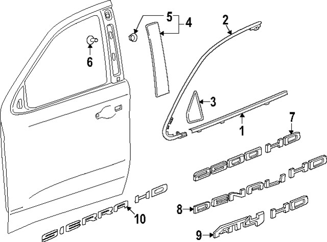 Genuine Front Driver Side Door Window Frame Front Driver Side Applique 84692188