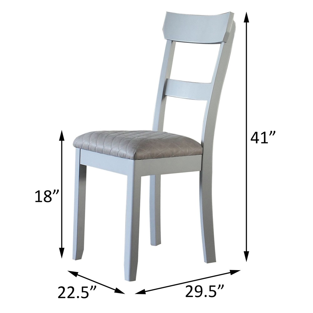 Two Tone Grey and Pearl Grey Ladder Back Side Chairs