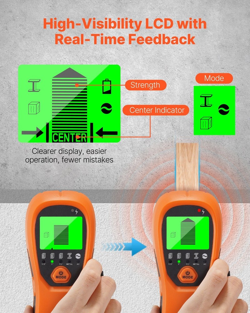 Accurate 5-in-1 Wall Stud Finder for DIY Home Installation Projects