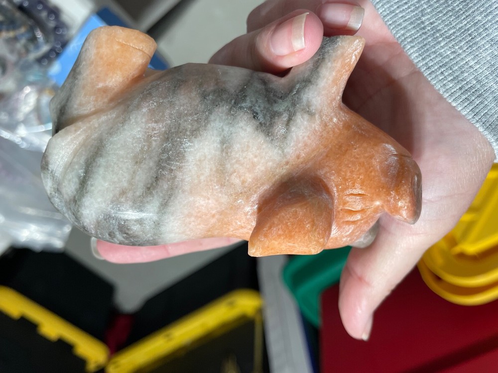 Sunstone pig carving