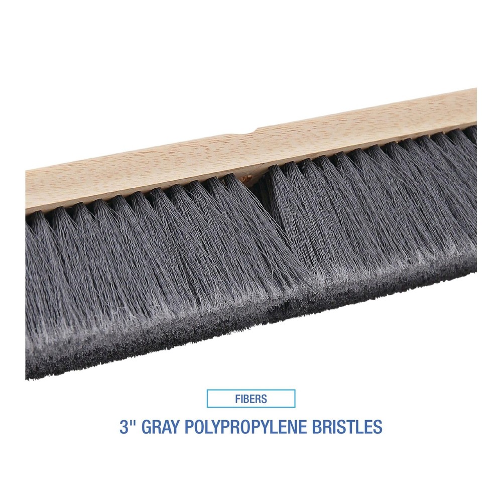 36" Floor Brush Head - 3" Flagged Polypropylene Bristles, Gray